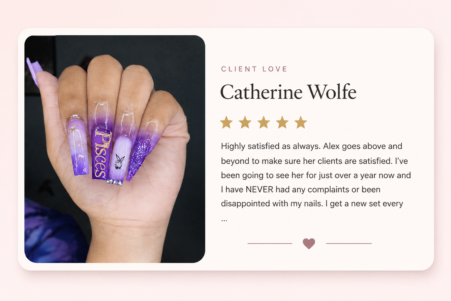 Five star review from Catherine Wolfe