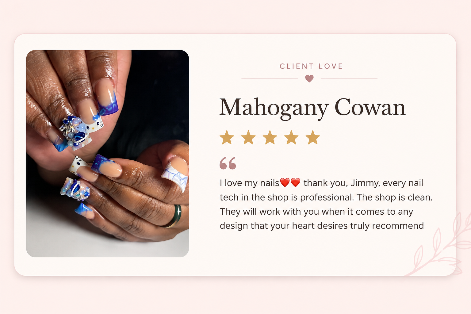 Five star review from Mahogany Cowan