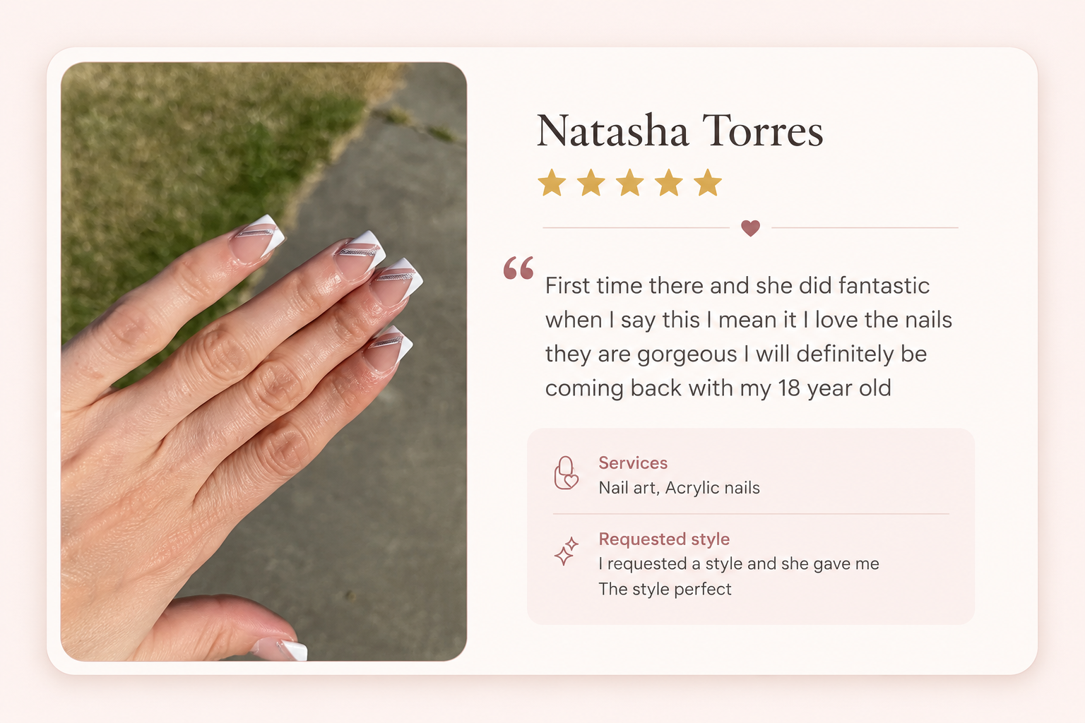 Five star review from Natasha Torres